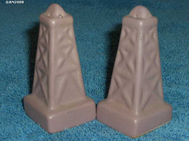 Oil Derrick shakers glazed dusty rose